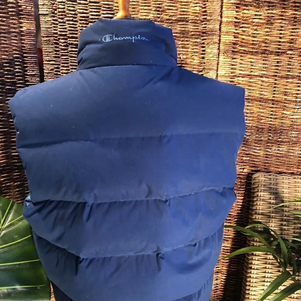 Champion Navy Blue Down Puffer Vest Size Small-EUC